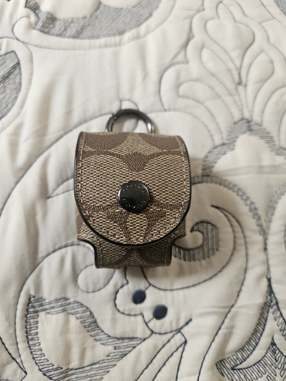 Coach Signature Canvas Earbud Case in Brown